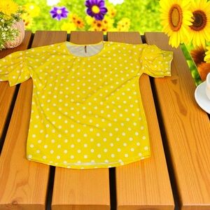 Yellow Polka Dot Blouse Womens 1X